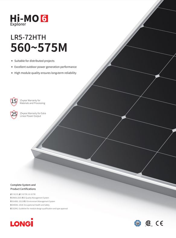 Longi Hi-MO6 LR5-72HTH 570W: Durable, Weather-Resistant Design for All-Climate Performance